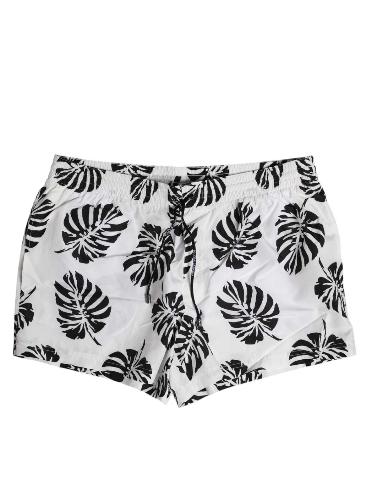 Dolce & Gabbana White Black Print Swim Shorts