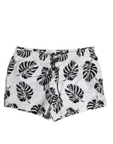 Dolce & Gabbana White Black Print Swim Shorts