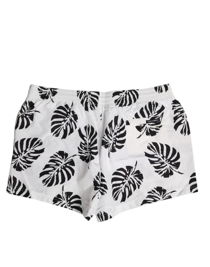 Short de bain/maillot de bain Dolce & Gabbana blanc à imprimé noir