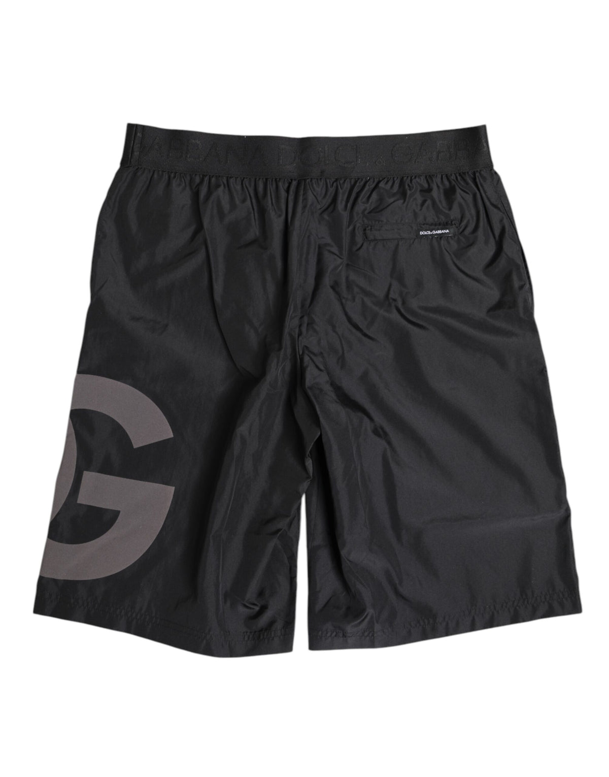 Dolce & Gabbana Black Logo Print Swim Shorts for Men