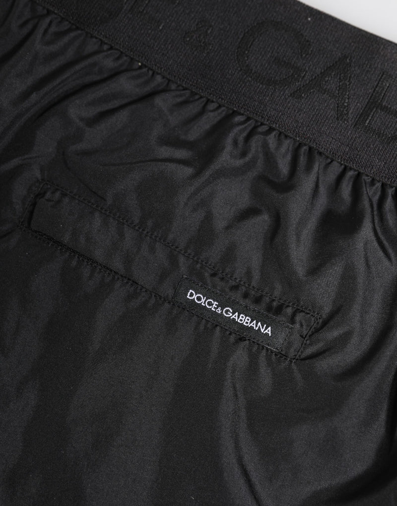 Dolce & Gabbana Black Logo Print Swim Shorts for Men