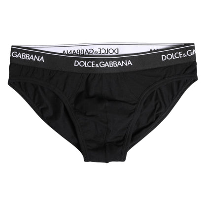 Dolce & Gabbana Black Cotton Stretch Regular Brief Underwear
