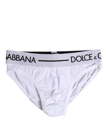 Dolce & Gabbana White Cotton Stretch Regular Brief Underwear