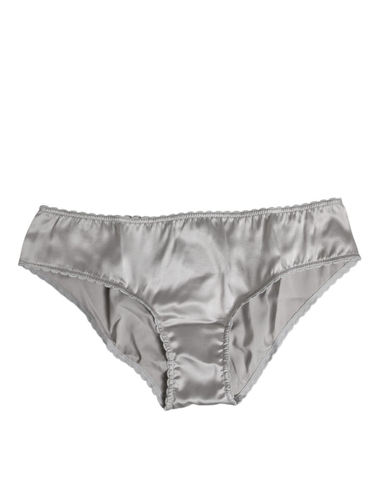 Culotte Dolce & Gabbana en soie grise extensible, taille basse.