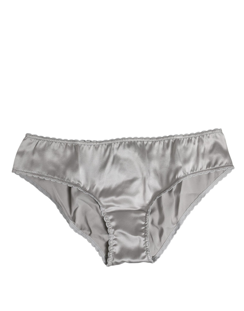Dolce & Gabbana Gray Silk Stretch Low Waist Panty