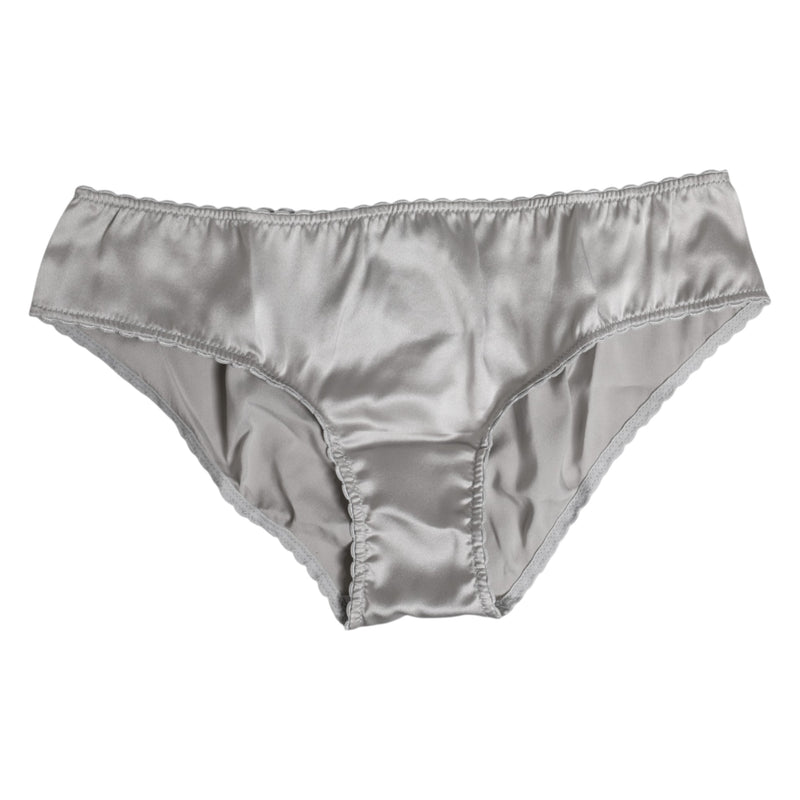 Dolce & Gabbana Gray Silk Stretch Low Waist Panty
