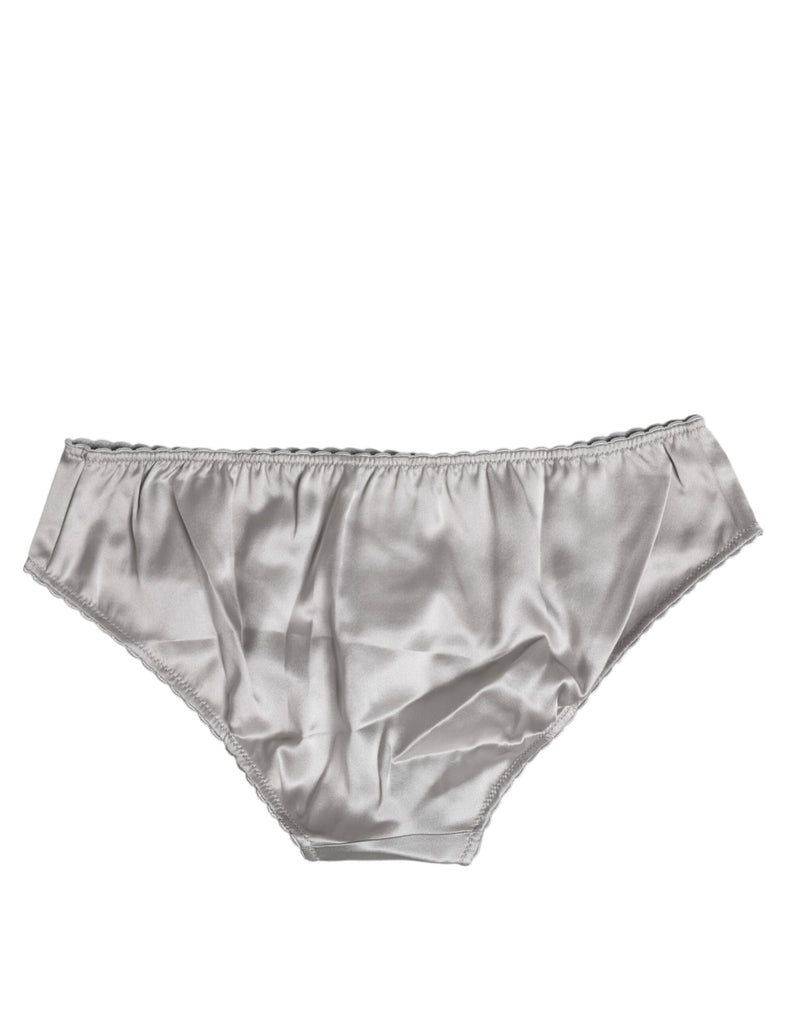 Dolce & Gabbana Gray Silk Stretch Low Waist Panty
