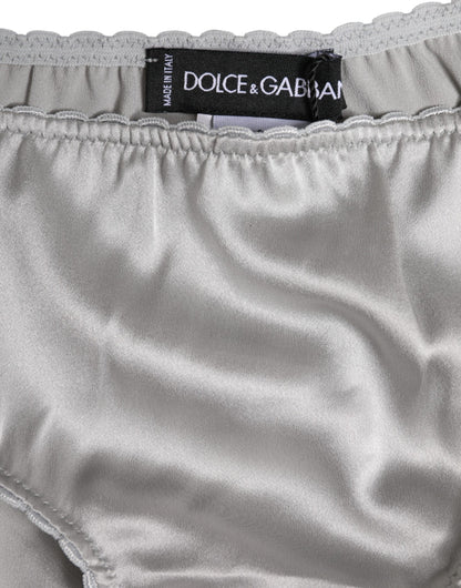 Dolce & Gabbana grijze zijden stretch onderbroekje met lage taille.
