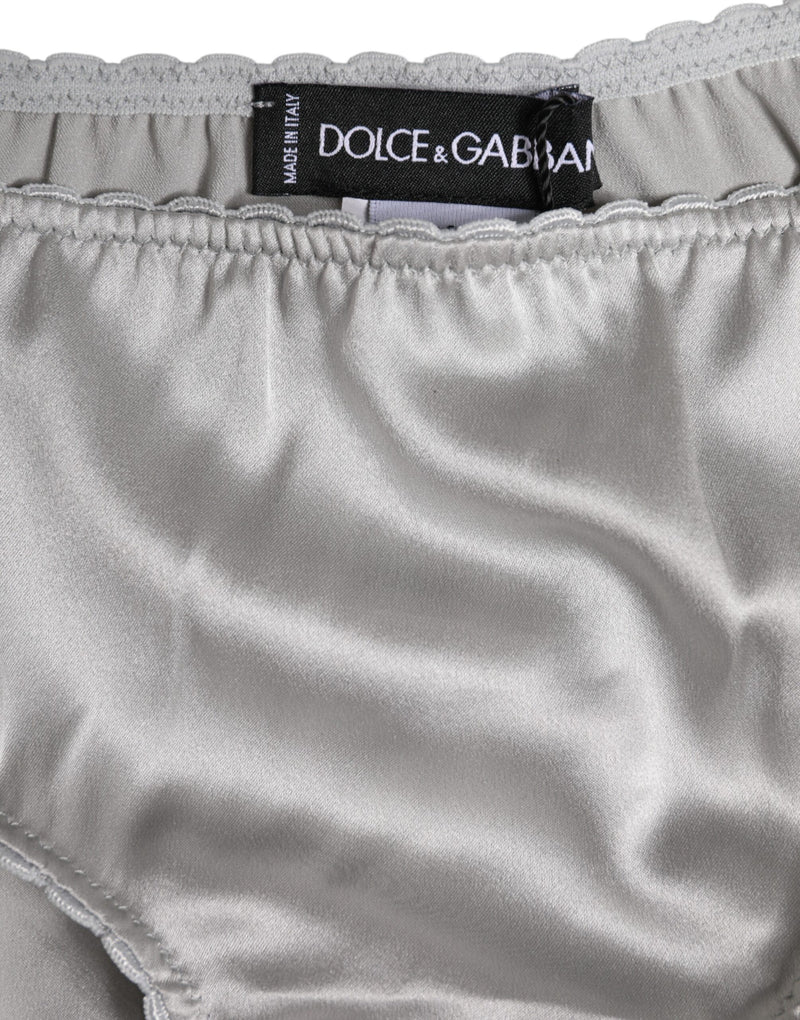 Dolce & Gabbana Gray Silk Stretch Low Waist Panty