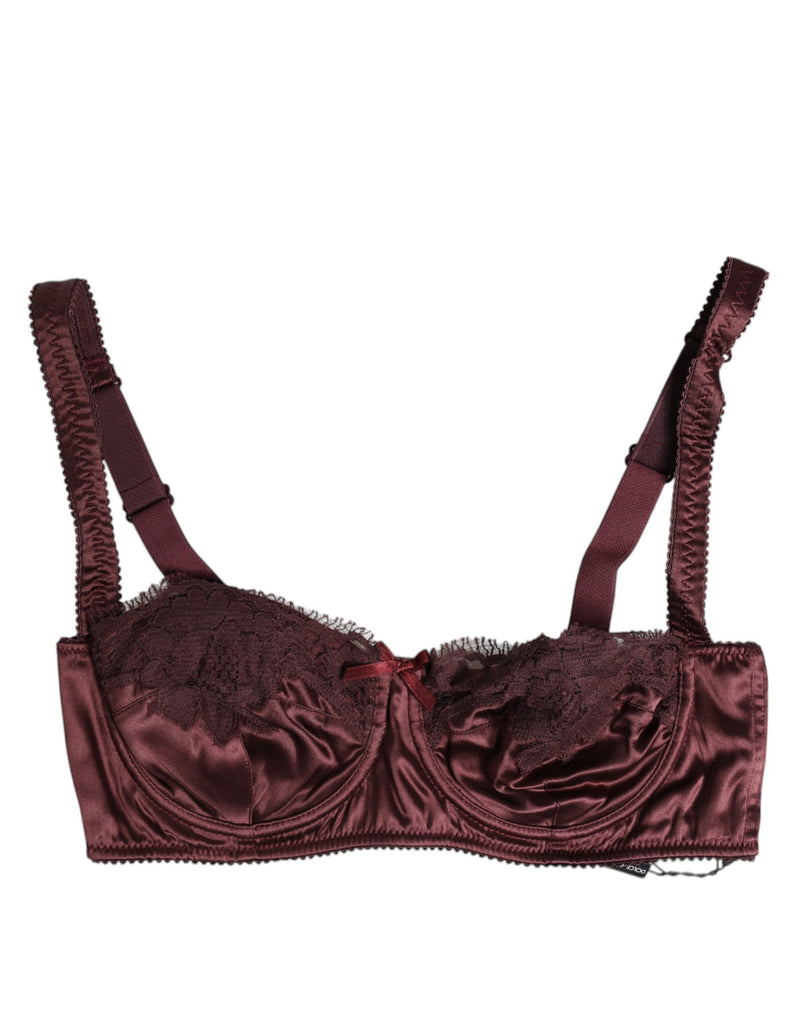 Dolce & Gabbana Burgundy Silk Underwired Balconette Bra