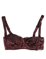 Dolce & Gabbana Burgundy Silk Underwired Balconette Bra