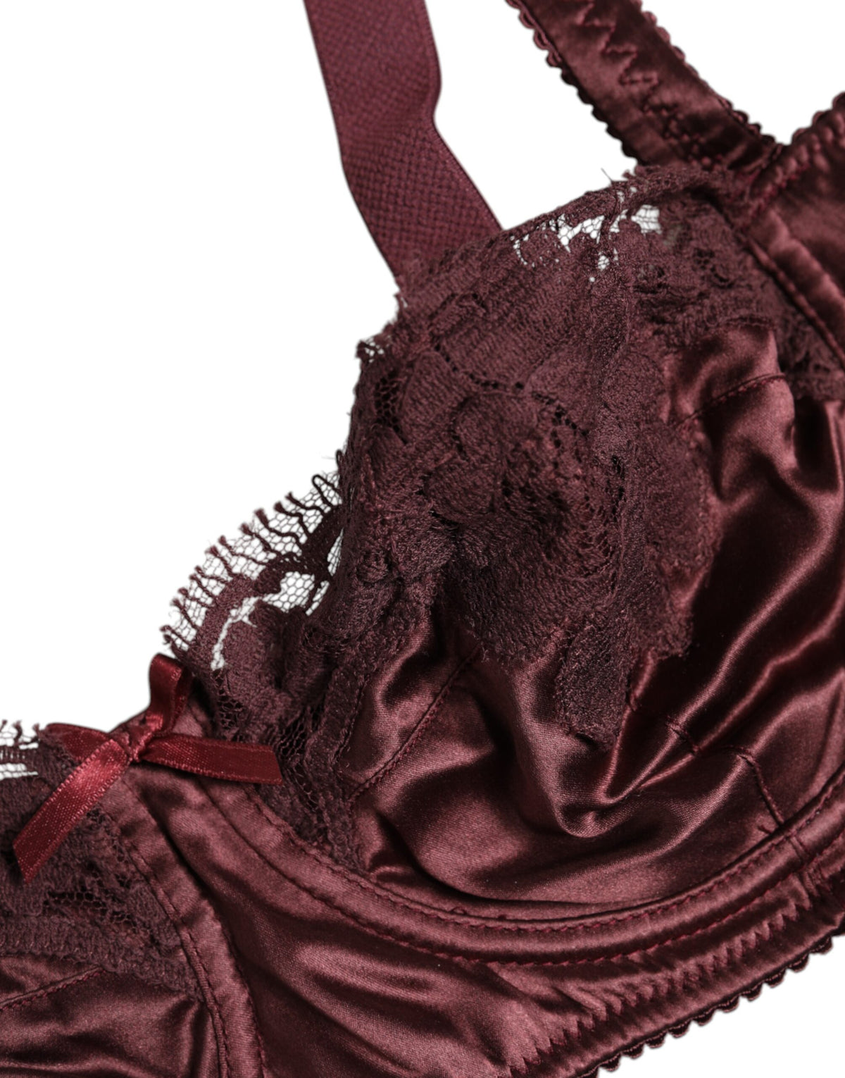 Dolce & Gabbana Burgundy Silk Underwired Balconette Bra