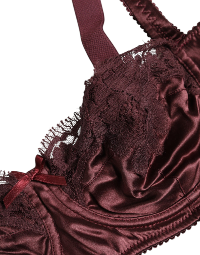 Dolce & Gabbana Burgundy Silk Underwired Balconette Bra