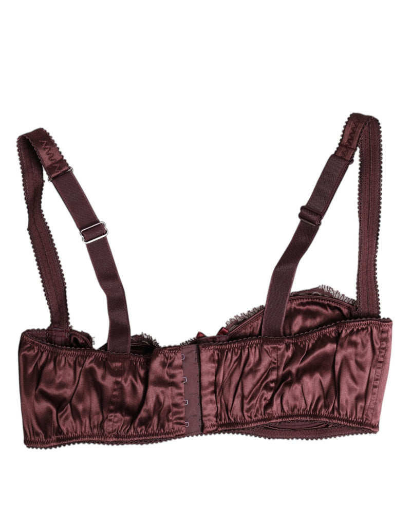 Dolce & Gabbana Burgundy Silk Underwired Balconette Bra