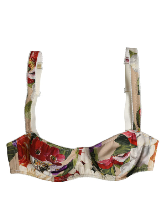 Soutien-gorge balconcino à armatures Dolce & Gabbana beige à motifs floraux