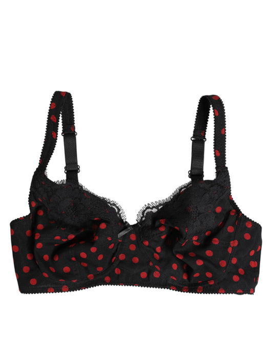 Dolce & Gabbana Lingerie balconnette à armatures, pois rouges sur fond noir.