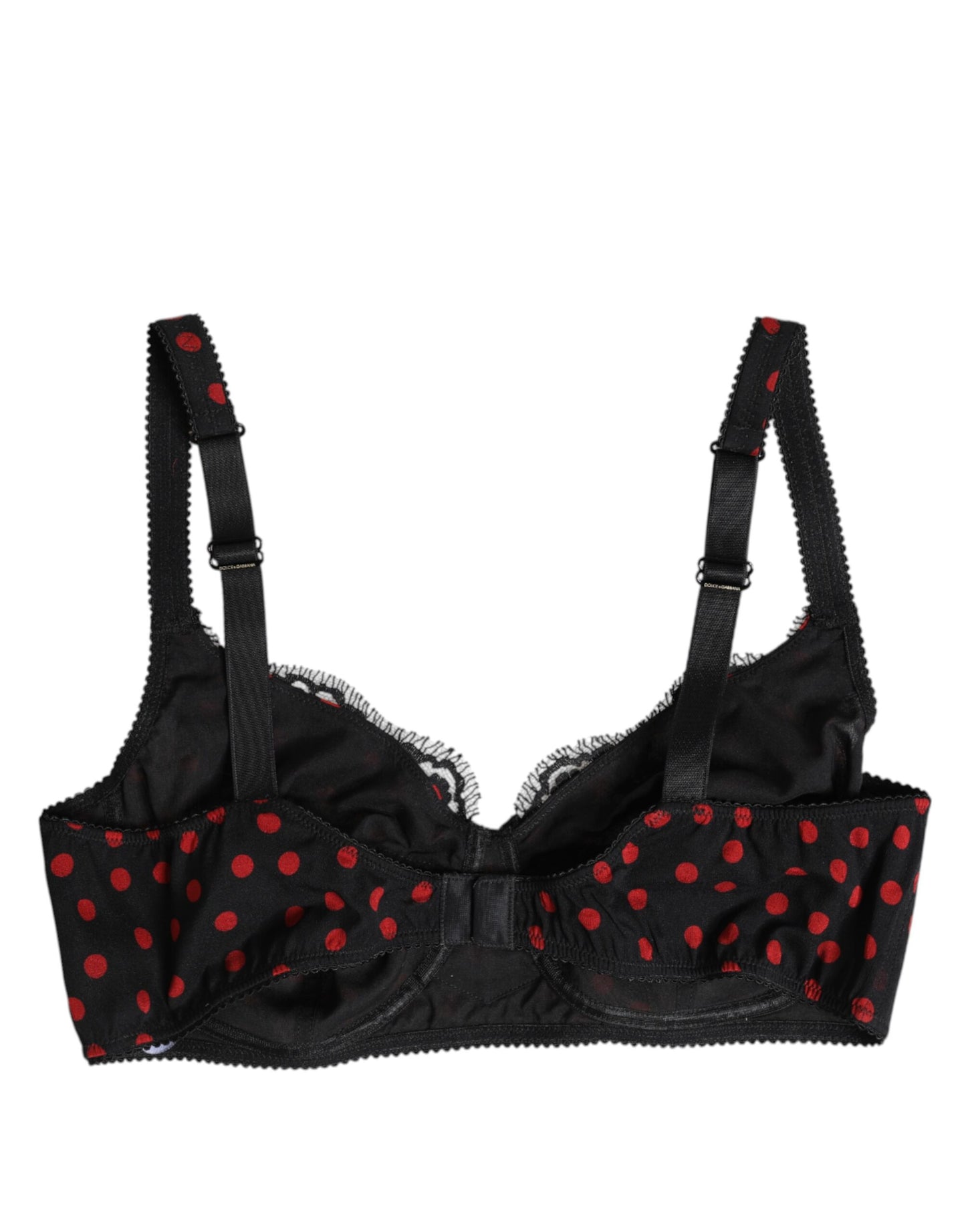 Dolce & Gabbana Zwarte Balconette BH met Rode Polkadotpatroon en Beugel