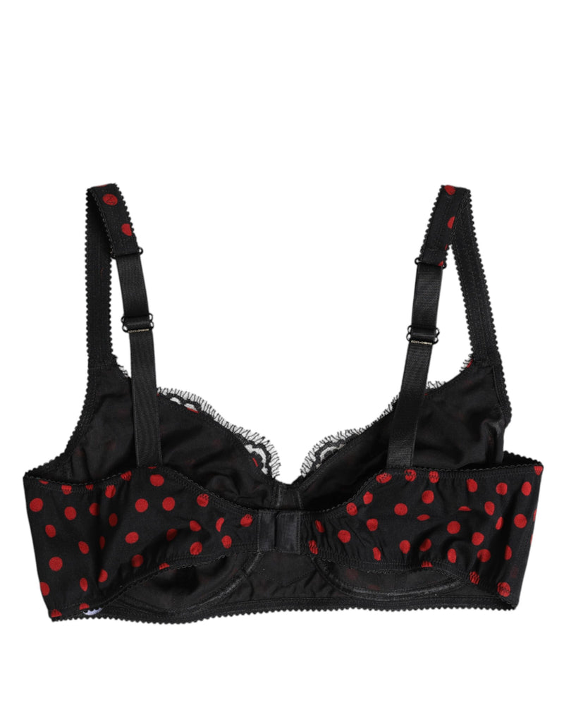 Dolce & Gabbana Black Red Polka Dot Underwired Balconette Bra