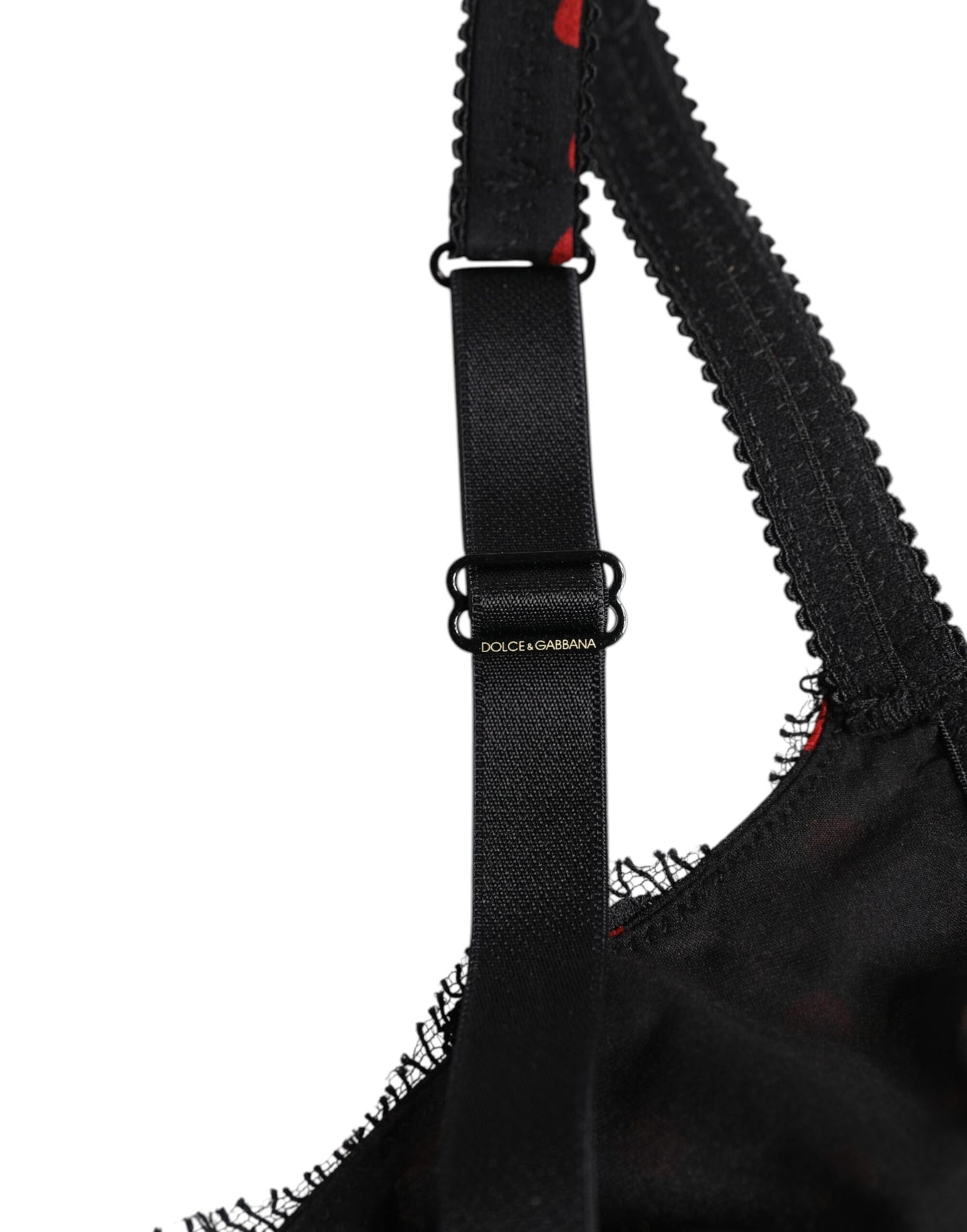 Dolce & Gabbana Zwarte Balconette BH met Rode Polkadotpatroon en Beugel