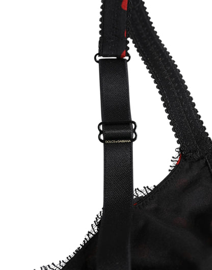 Dolce & Gabbana Zwarte Balconette BH met Rode Polkadotpatroon en Beugel