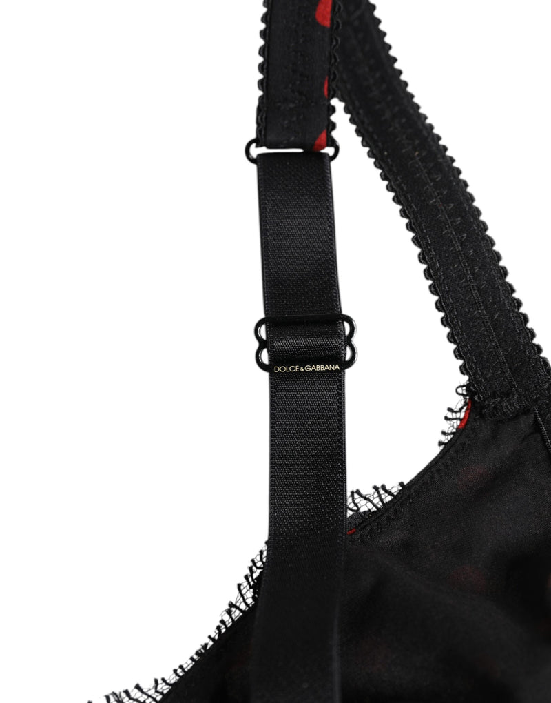 Dolce & Gabbana Black Red Polka Dot Underwired Balconette Bra