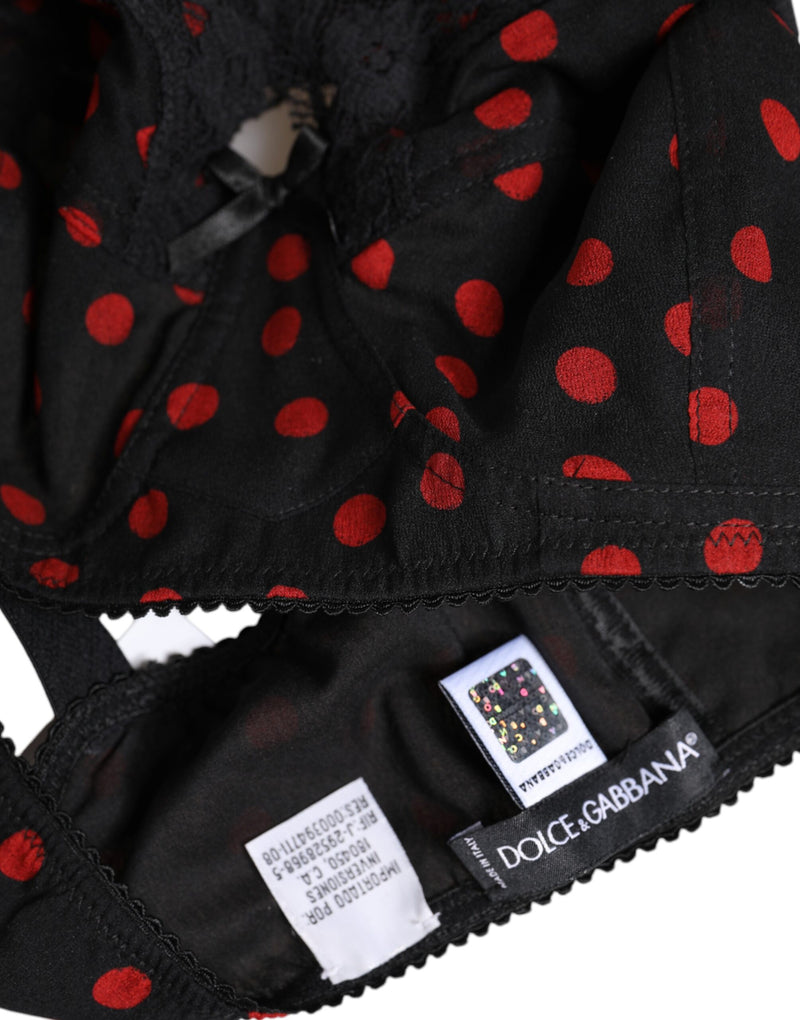 Dolce & Gabbana Black Red Polka Dot Underwired Balconette Bra