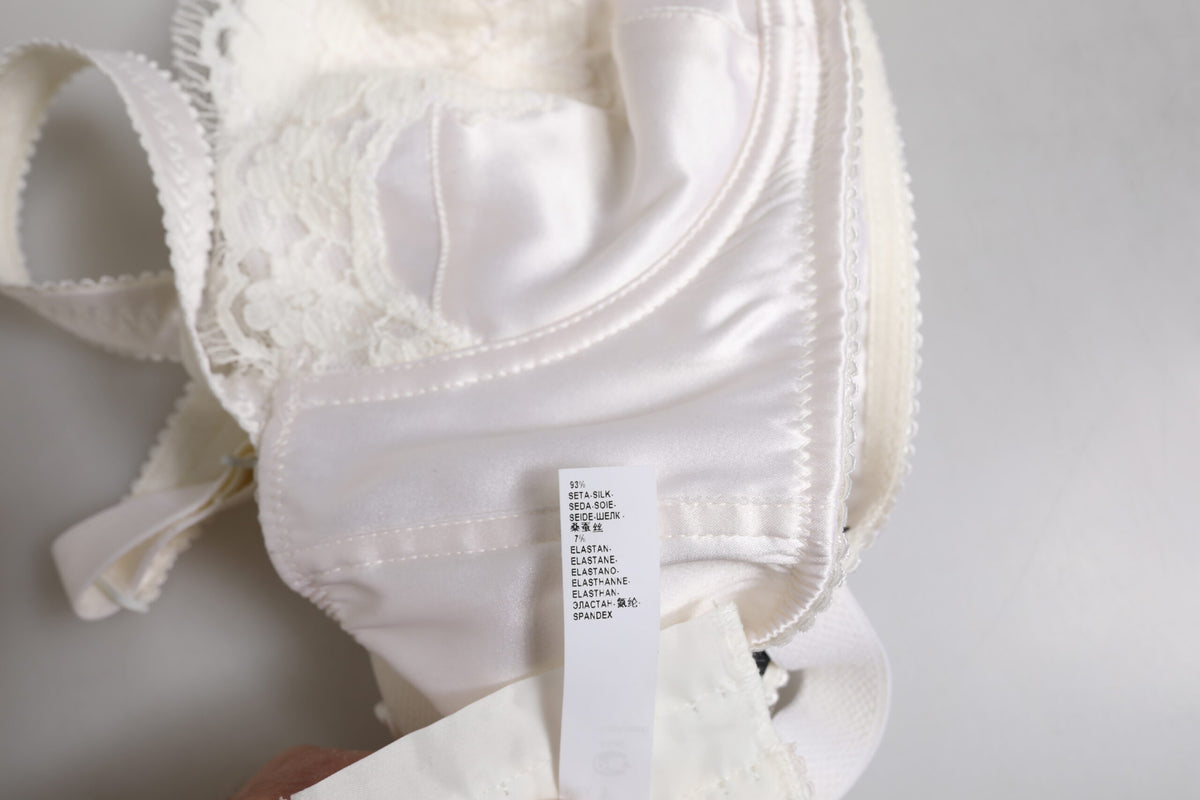 Dolce & Gabbana White Silk Underwired Balconette Bra