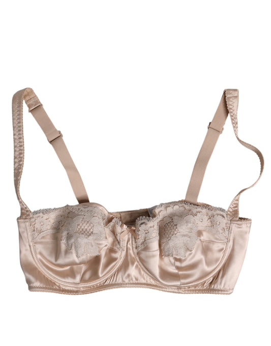 Soutien-gorge balconnet en soie beige à armatures de Dolce & Gabbana