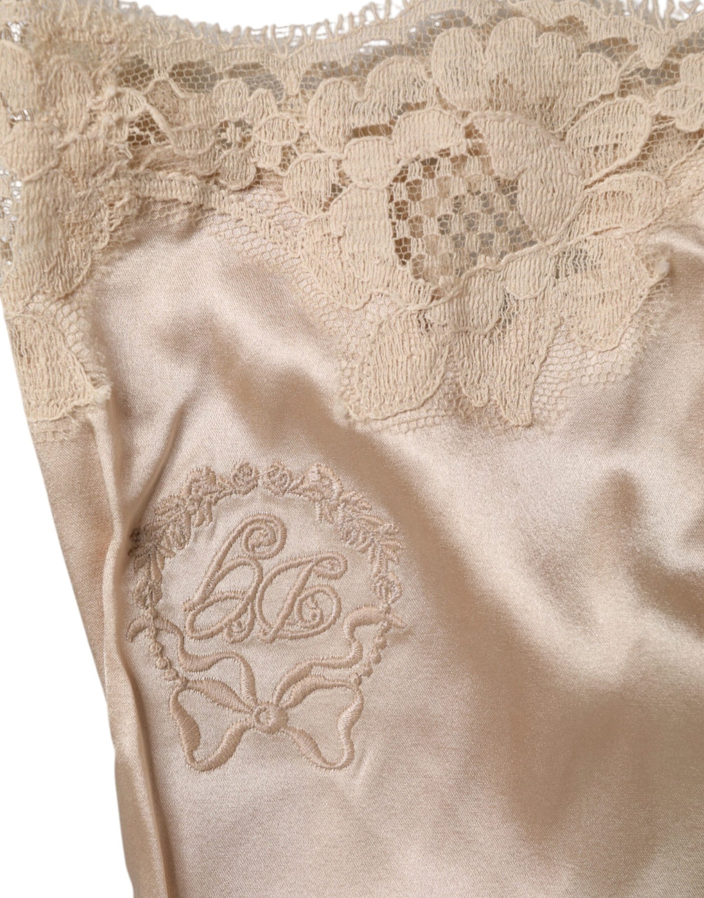 Haut de lingerie en satin de soie et dentelle beige Dolce & Gabbana