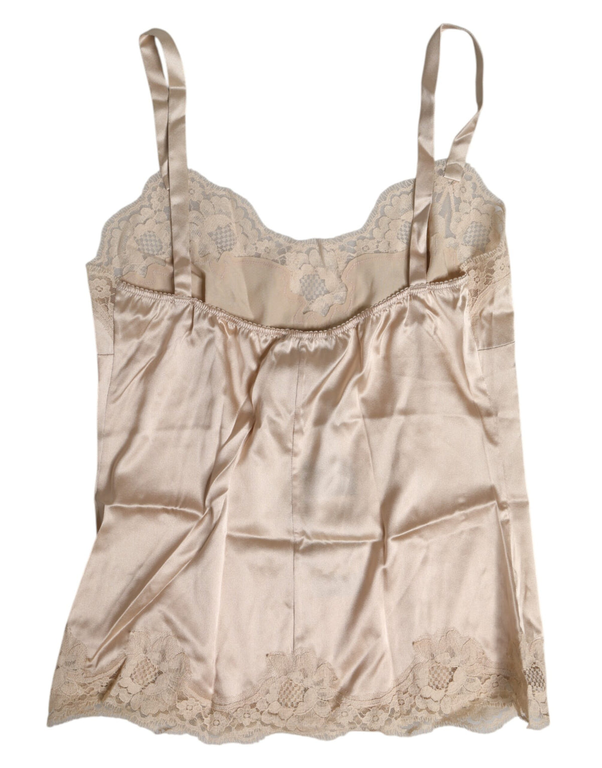 Dolce & Gabbana Beige Lace Silk Satin Tank Lingerie