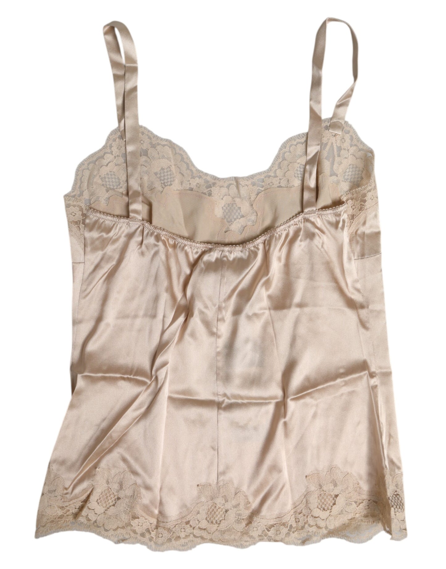 Haut de lingerie en satin de soie et dentelle beige Dolce & Gabbana