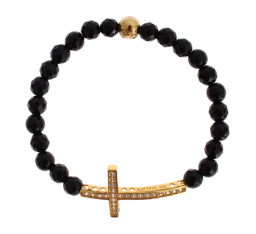 Bracelet croix en argent 925 et pierre d'agate Nialaya