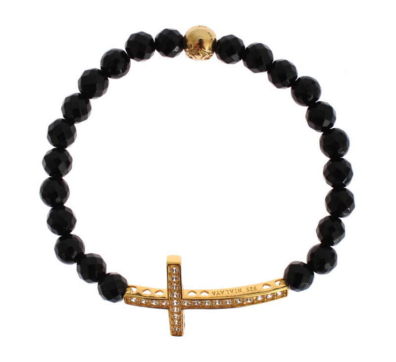 Bracelet croix en argent 925 et pierre d'agate Nialaya