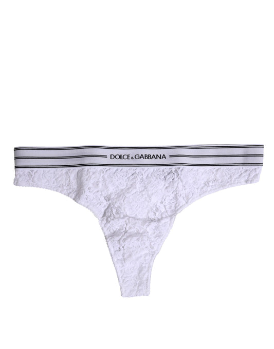 Culotte en dentelle florale en nylon blanc Dolce & Gabbana