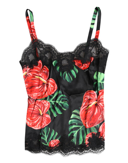 Dolce & Gabbana meerkleurige bloemenpatroon zijden tanktop lingerie ondergoed