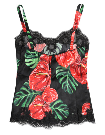 Dolce & Gabbana meerkleurige bloemenpatroon zijden tanktop lingerie ondergoed