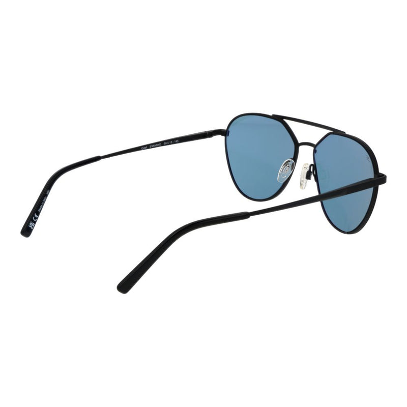 Serengeti Black Unisex Aviator Sunglasses with Blue Lenses