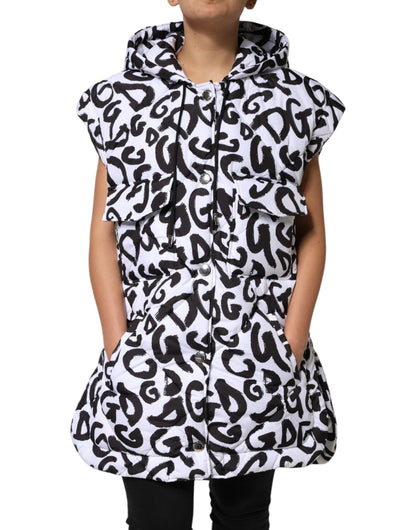 Veste sans manches, à capuche et à motif DG Mania blanche de Dolce & Gabbana