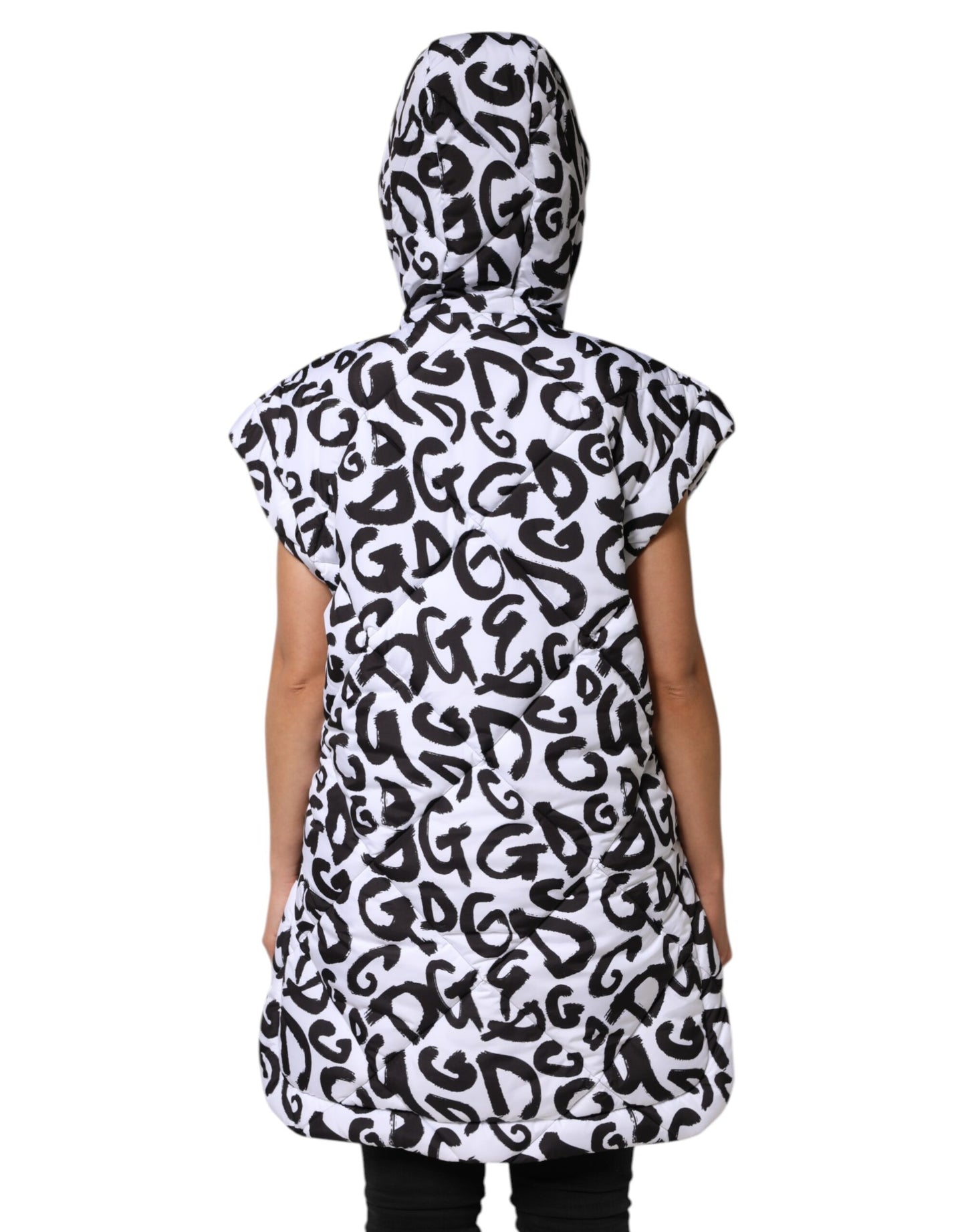 Veste sans manches, à capuche et à motif DG Mania blanche de Dolce & Gabbana