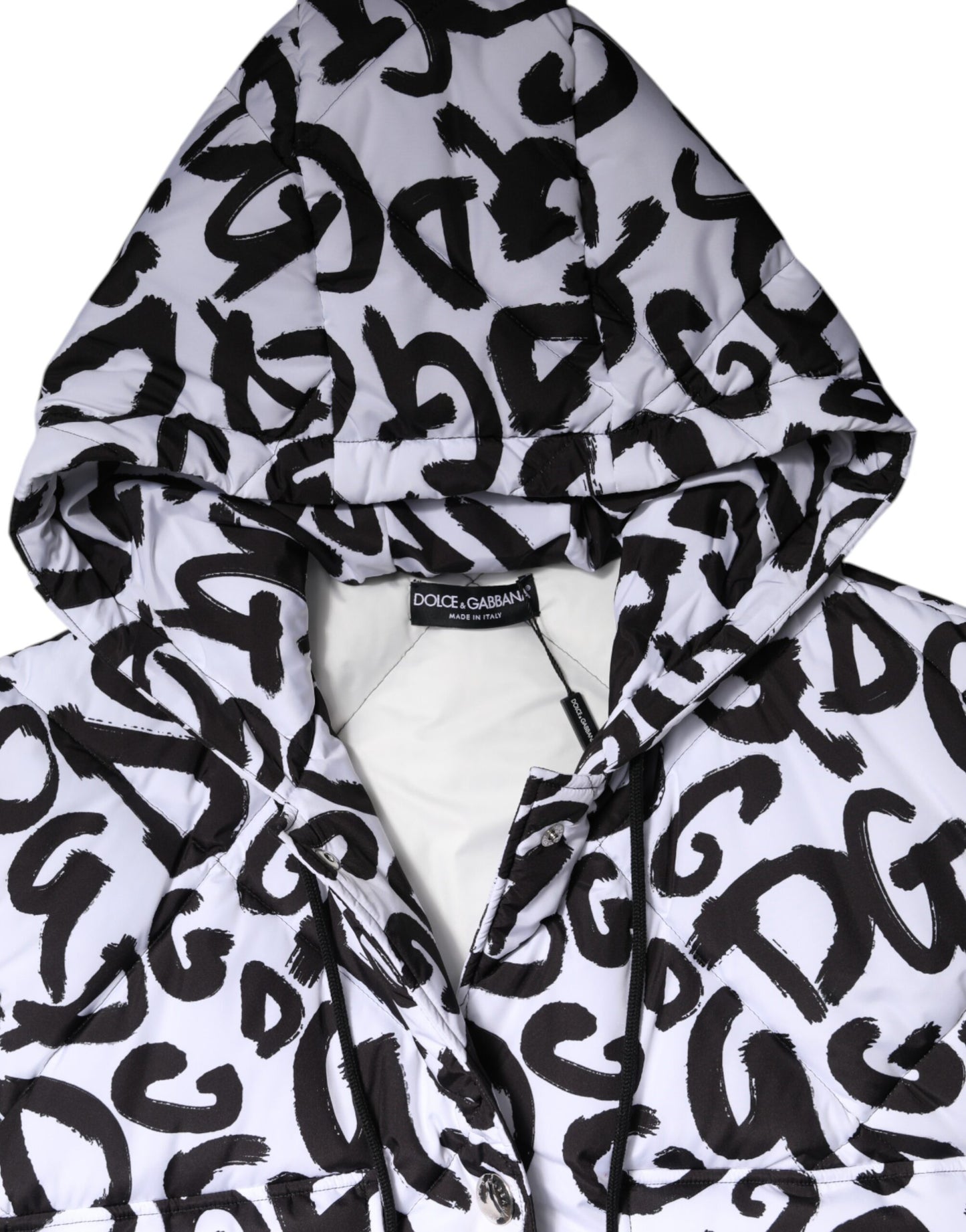 Veste sans manches, à capuche et à motif DG Mania blanche de Dolce & Gabbana