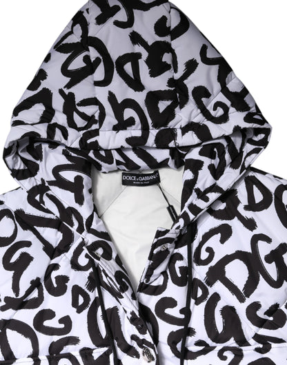 Veste sans manches, à capuche et à motif DG Mania blanche de Dolce & Gabbana