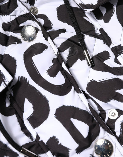 Veste sans manches, à capuche et à motif DG Mania blanche de Dolce & Gabbana
