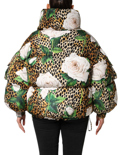 Veste matelassée à motif léopard rose multicolore de Dolce & Gabbana