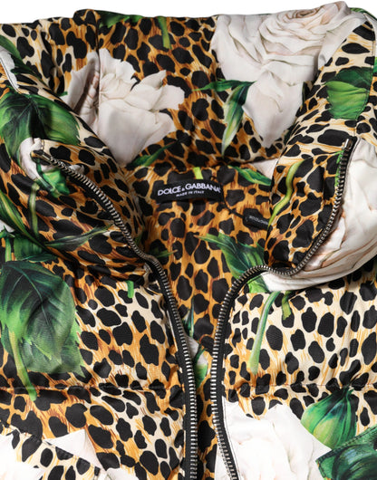 Veste matelassée à motif léopard rose multicolore de Dolce & Gabbana