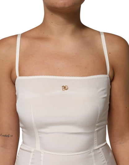 Dolce & Gabbana Witte Zijden Slipdress met DG Logo, Nachtkleding