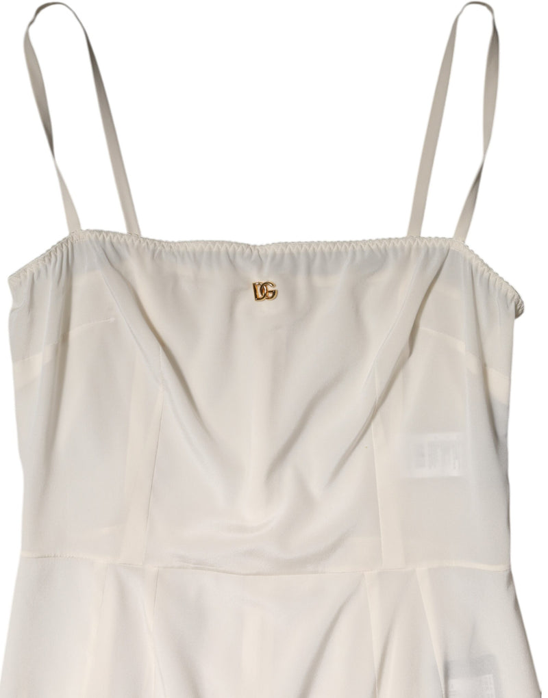Robe en Soie Blanche Dolce & Gabbana avec Logo DG