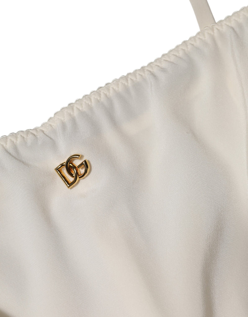Robe en Soie Blanche Dolce & Gabbana avec Logo DG
