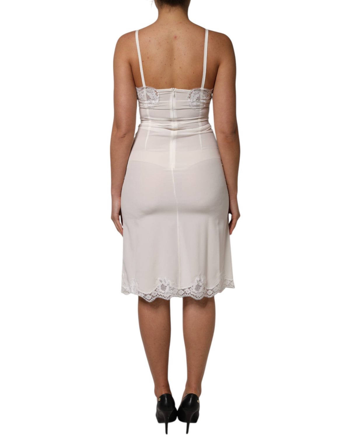 Robe de nuit en soie blanche Dolce & Gabbana avec logo DG en or