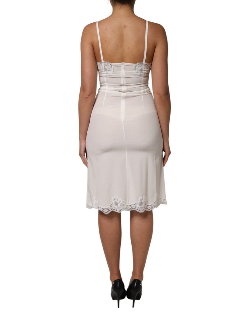 Robe de nuit en soie blanche Dolce & Gabbana avec logo DG en or