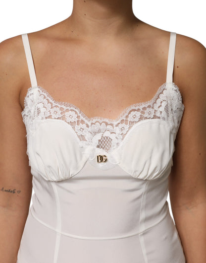 Vêtements de nuit en soie Dolce & Gabbana, dentelle blanche, logo DG.